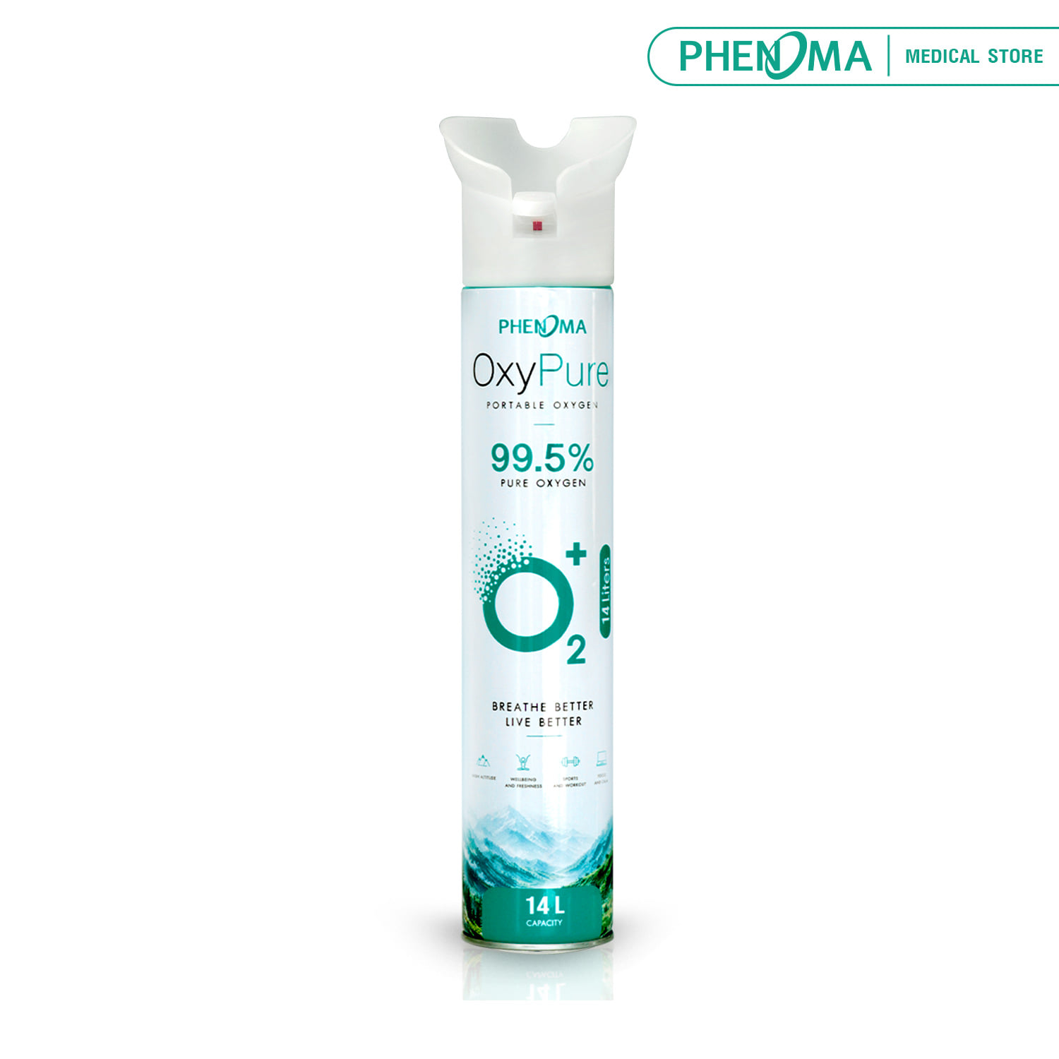 ออกซิเจนกระป๋องแบบพกพา PHENOMA ออกซิเจนบริสุทธิ 99.5% 14 ลิตร_0